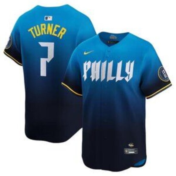 Mens Youths Kids Womens Trea Turner Blue City Stitched Jersey